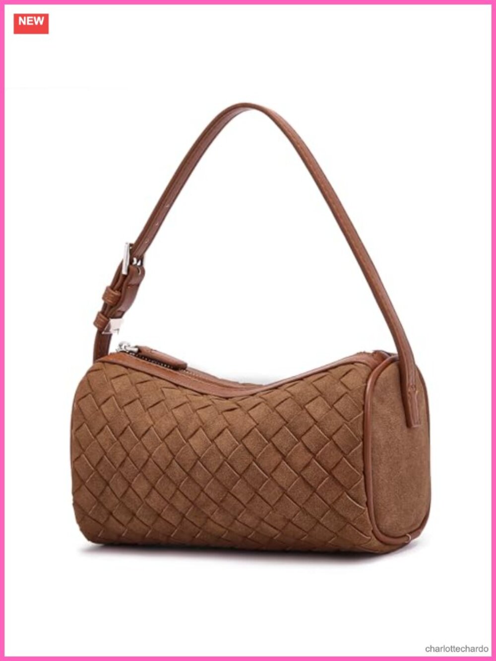 Woven Vegan Suede Crossbody Mini Barrel Purse Women Shoulder Bag